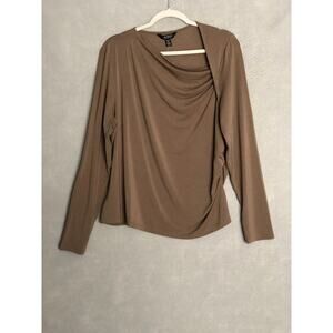 Lauren Ralph Lauren Stretch Jersey Top Women's XXL Asymmetrical Taupe NEW